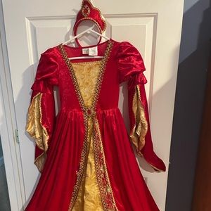 Children’s renaissance medieval flare sleeve gown with matching crown